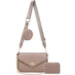 Nude Small Quilted Crossbody Bag with Coin Purse Stylish Women's Purses and Handbags including 3 Size Bags