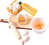 Useful Processed 5 Pcs Dollhouse Miniature Food Toy 1 : 12 Scale Pretend Play Food with Simulation Rolling Pin Tray Egg Bowl Wood Mini Dollhouse Kitchen Dollhouse Decor for Kids Gift A