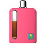 Ragproper Modern Glass Hip Flask for Men with Cork & Silicone Lid Liners - Durable Silicone Covered Flask for Whiskey, & Other Liquor (Single Shot 100ml, Cool Pink)