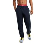 Champion Men's Powerblend Relaxed Bottom Fleece Pants, Navy, L