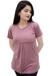 The Starmom Zipless Maternity Tops for Women | Cotton Round Neck Feeding T-Shirt for Easy Nursing & Breastfeeding | Half Sleeve T-Shirt for Pregnant Women | Maternity Top Wear for Mothers