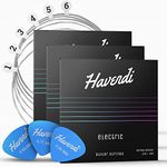 HAVENDI® Guitar Strings electric guitar - brilliant sound quality strings made of steel for electric guitar coated with nickel (6 string set) incl. 3 picks