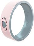 QALO Women's Rubber Silicone Ring, Heart and Antlers Strata Rubber Wedding Band, Breathable, Durable Engagement Silicone Ring, 6mm Wide 1.85mm Thick, Iridescent Blue, Size 5