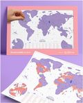 Luckies Scratch Map Neon | Travel Map & Scratch Off World Map | Scratch Map | World Map Scratch Off Map | Travel Map To Scratch Off Travels | World Map Scratch Off | Ideal Travel Gifts | Purple