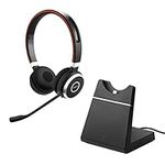 Jabra Evolve 65 Wireless Stereo On-Ear Headset – Microsoft Teams Certified Headphones With Long-Lasting Battery with Charging Stand – USB Bluetooth Adapter – black