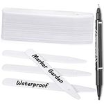 Whaline 100Pcs Thick Plastic Plant Label with Hole, White Waterproof Garden Stake Tags with 1 Marker Pen and A Roll of Twine(6 Inch)