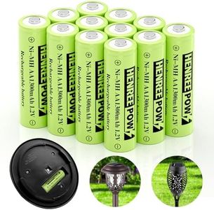 Henreepow AA Ni-MH Rechargeable Batteries, Double A 1.2V 1300mAh High Capacity Pre-Charged Solar Batteries, Perfect for Solar Garden Lights,Landscape Lights, Lawn Lights (12 Pack)