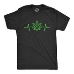 Mens Pot Leaf Heart Beat T Shirt Funny Cool Pulse Monitor 420 Weed Tee for Guys Mens Funny T Shirts 420 T Shirt for Men Funny Sarcastic T Shirt Novelty Black XL