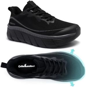 Men's Orthopedic Walking Shoes: Plantar Fasciitis Neuropathy Arch Support Hammer Toes Orthotic Massage Sports Sneakers, Leisure Daily Shopping Adjustable Fit Lightweight Running Shoes Black Size 8