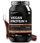 Carbamide Forte Plant Protein Powder - Plant Based Pea c with Multivitamin, Minerals, Superfoods, Digestive Enzymes - Belgian Chocolate Flavour - 1Kg