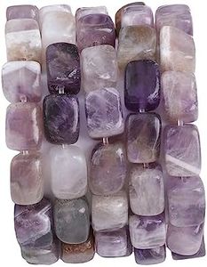 BEADIA Natural Amethyst Cuboid Stone Loose Semi Gemstone Beads for Jewelry Making 8mmx12mm 38cm/Strand