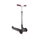 Globber Master Series 3-Wheel Foldable Kick Scooter with Adjustable Height and Comfortable Grips for Kids Aged 4 and Up, Silver and Red
