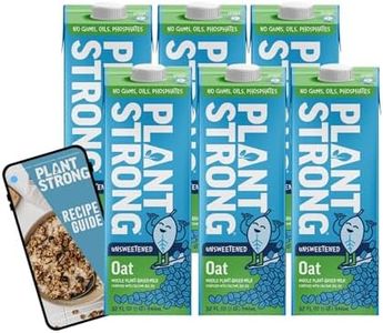 PLANTSTRONG MILK Unsweetened Oat – Whole Plant-Based Milk, Fortified with Calcium, B12 & D3, No Gums or Oils, Non-GMO Project Verified, Gluten Free, Vegan (6-Pack (32 Fl Oz Each)) + Recipe Guide