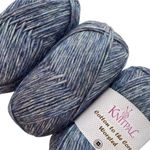 Cotton to The Core Worsted Weight Yarn for Crocheting, 3 Skeins, 654 Yds/300G, Free Patterns - Soft Cotton Yarn for Knitting - #4 Medium Worsted Weight - Blueberry Blue