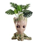 Baby Groot Flower Pot with Drainage Hole, Unique Cute Resin Succulent Pot Baby Groot Cactus Planter Holder Pencil Pen Holder Home Office Desk Garden Decor Christmas Birthday Gift