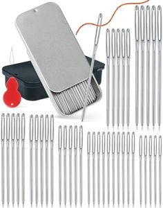 FIVEIZERO 80 PCS Large-Eye Blunt Needles,8 Sizes Stainless Steel Yarn Knitting Needles,Sewing Needles,Crafting Knitting Weaving Stringing Needleswith Threaders for Finishing Off Crochet Projects CJ