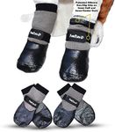 PawFlex Double Dipped Waterproof Dog Socks Comfy Pawz Soft Indoor/Outdoor Dog Booties with Rubberized Bottom| Non-Slip Silicone Grip at Inner Cuff for No Twisting or Sliding Off| Adjustable Strap