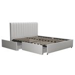 Novogratz Brittany Upholstered Bed with Storage Drawers, Queen, Light Gray