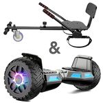 SISIGAD 8.5" Hoverboard with Seat, Offroad All Terrain Balancing Scooter mit Bluetooth-Lautsprechern und LED-Leuchten, Kinder Teenager, Gun