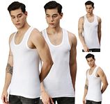 ONN Men's Relaxz OR111 Pack of 4 White Super Combed Cotton Rib Round Neck Sleeveless Vest with Stay Fresh Properties (Size : Large)