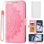 Asuwish Compatible with LG Stylo 3 Stylo3 Plus Wallet Case Tempered Glass Screen Protector Flip Wrist Strap Cell Phone Cover for LGstylo3 Style 03 3+ Stylus 3Plus LS777 LGL84VL L84VL Women Rose Gold