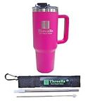 ThreeRs Reuse Recycle Reduce 40Oz Travel Tumbler with Lids and Straw Upgraded V2, Double Walled Insulated Coffee Cup for Hot - Cold Drinks 40oz/1180ml (Barbie Pink)