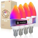 MOES Smart Bulb E14 Candle Light Bulbs, Matter Over WiFi, 6W 470lm 2700K-6500K RGB Dimmable 16 Million Colour Warm White Changing, Compatible with Alexa/Google Home/Apple Home - 4 Pack