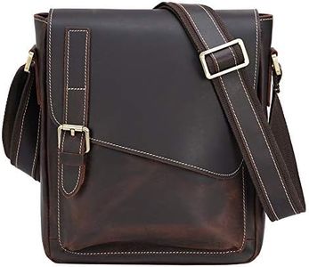Tiding Men's Vintage Genuine Leather Messenger Bag Small Crossbody Shoulder Bag Flap Over Man Purse Handbag Fits 10 Inch Tablet