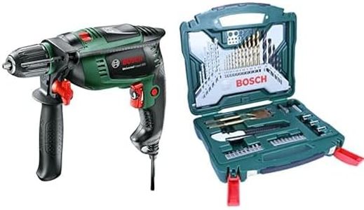 Bosch Perceuse à Percussion Filaire - Universalimpact 800 (800w, Béton 14mm, Bois 30mm) Vert & Bosch Professional 2607019327 Forets en Titane X-Line Set 50 Pièces, Noir/Or/Argent