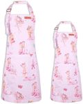 Baksmill 2 Pack Mommy and Me Matching Aprons Mother Daughter Aprons with Pocket Adjustable Parent Child Aprons for Kids and Adults Grandma and Me Girls Kitchen Aprons Baking Cooking Gardening