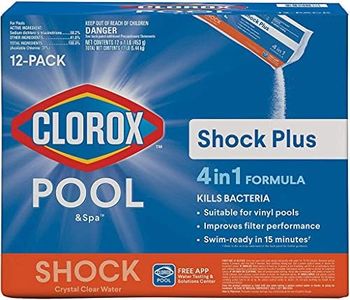 Clorox® Pool&Spa™ Shock Plus, for Crystal Clear Swimming Pool Water, Swim-ready in 15 minutes, Suitable for vinyl pools 12 Count (Pack of 1)