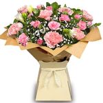 Luscious Pinks Flower Bouquet, Carnations and Freesias Hand Tied Fresh Flowers, Real Flowers Delivered Next Day, Flower Bouquet for Birthdays, Thank You Gifts and more.