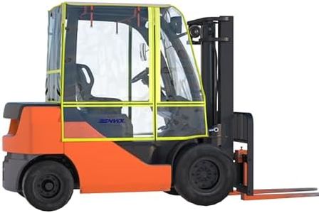 BENVOL Forklift Cover, All-Weather All-Season Use,PVC Transparent Material,600D Silver-Coated Oxford,Waterproof, Windproof, Rainproof,UV-Proof,Forklift Cab Cover Fit 6000 Lbs. (4Side-Clear)