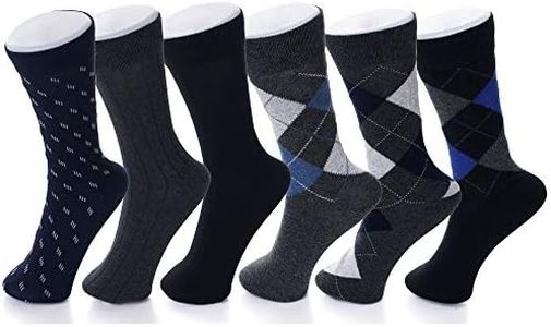 Alpine Swiss Mens Cotton 6 Pack Dress Socks Solid Ribbed Argyle Shoe Size 6-12 Multicolor