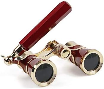 (with Handle - Red) - Kingscope 3X25 Vintage Opera Glasses Binoculars for Theatre Musical Concert (Lorgnette, Red, with Handle)