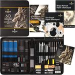 Castle Art Supplies - Comprehensive Drawing and Sketching Set, Graphite and Charcoal Pencils, with 28-Page Booklet and Sketchpads