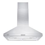 Wall Mount Range Hood 30 inch with 450 CFM Stainless Steel Stove Vent Hood for Kitchen with 3 Speed Exhaust Fan Ducted and Ductless Convertible CAS75206P