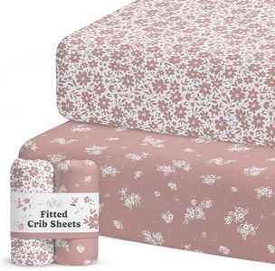 2-Pack Crib Sheet for Standard Crib & Toddler Mattress (Antique Rose) - Premium Fitted Baby Crib Sheets Girl - Buttery Soft Cotton Blend - Crib Mattress Sheets Fitted - Baby Bed Sheets