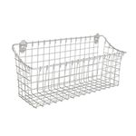 Spectrum Diversified Vintage Extra Large Cabinet & Wall-Mounted Basket for Storage & Organization, Rustic Farmhouse Decor, Sturdy Steel Wire Storage Bin, Silver