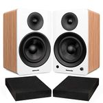 Fluance Ai61 Lucky Bamboo Powered 2.0 Stereo Bookshelf Speakers with 6.5" Drivers, 120W Amplifier for Turntable, TV, PC and Bluetooth 5 and High Density Acoustic Foam Isolation Pads 10" x 7.5"