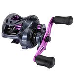 Sougayilang Fishing Reels, Super Smooth Casting Reel with Magnetic Braking System Purple Baitcaster Reel-Left Handle