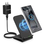 Android Wireless Charger Samsung for Samsung Galaxy S25 Edge S25 Ultra S25 Plus S24FE S23FE S22, Android Desk Phone Charger Stand Fast Charging Station Pad for iPhone 16e/16 Pro Max, with 18W Adapter