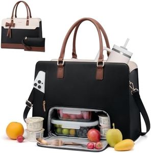 LOVEVOOK Lunch Tote Bag for Women, Insulated Work Tote with 15.6" Laptop Compartment & Cup Holder, 2-in-1 Teacher & Nurse Bag for Work, Travel & Commuting