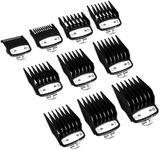 CR8GR8 for Wahl Clipper Guards Set, 10 Pcs Compatible with Wahl Guards for Clippers from 1/16” to 1”, Universal Barber Guards with Metal Clip fits for All Wahl Clippers Combs #3170-400, Black