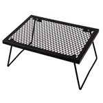 CAMPMAX Folding Campfire Grill Heavy Duty Steel Grate, Portable Over Fire Camp Grill for Outdoor Cooking Grill Grate, Black