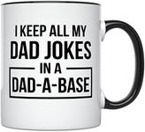 YouNique Designs - I Keep All Dad Jokes in Dad A Base Coffee Mug for Dad, 11 oz, Worlds Best Dad Mug, Funny Dad Mug, Fathers Day Coffee Mug from Daughter and Son, Funny Coffee Mugs (Black Handle)