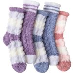 Womens Fuzzy Slipper Socks Winter Warm Fluffy Fleece Cozy Cabin Thick Plush Sleep Soft Adult Comfy Socks 5 Pairs Valentines Day Stocking Stuffers Christmas Gifts for Her