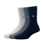 Peter England Men's Cotton Full Length Socks (Pack of 3) White, Dark Grey & Black