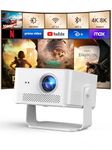 【800ANSI & Android 14】 Magcubic Mini Projector 4K 8K Support, Smart Projector Native 1080P with WiFi 6 Bluetooth 5.4, Auto Focus & Auto Keystone, 180° Rotation Portable Projecteur for Bedroom Outdoor