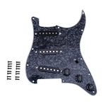 Musiclily 11 Hole SSS Pre-wired Pickguard Strat Loaded Pickguard with Single Coil Pickups Set for Strat Style Electric Guitar,4Ply Black Pearl